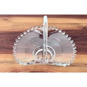Vintage Imperial Candlewick Dot Glass Basket Trinket/Candy Dish